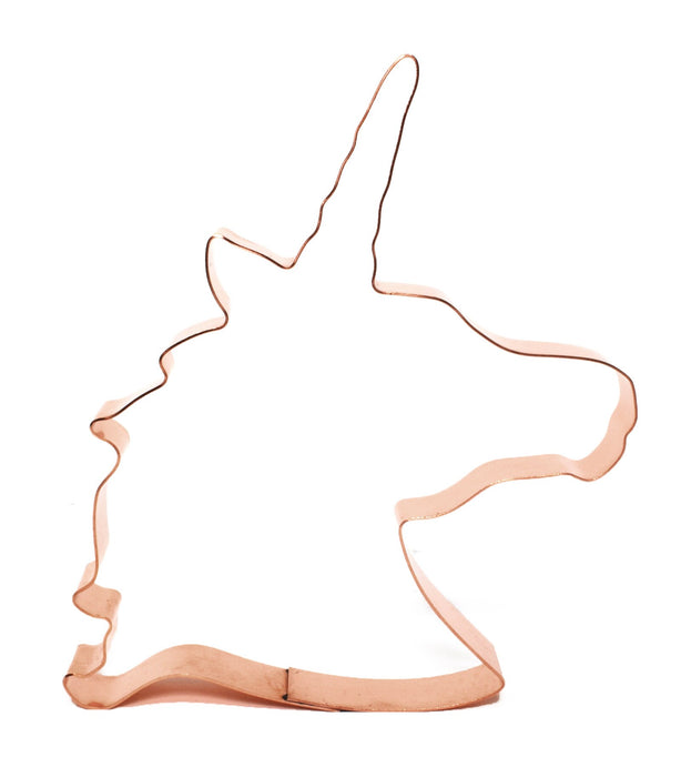 Large Fancy Unicorn Head Cookie Cutter 5.75 x 4.75 inches - Handcrafted Copper Cookie Cutter by The Fussy Pup