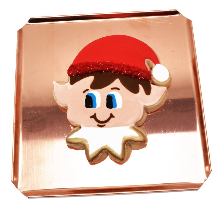 Cute Christmas Elf Face Cookie Cutter 4 x 4.5 inches - Handcrafted Copper by The Fussy Pup