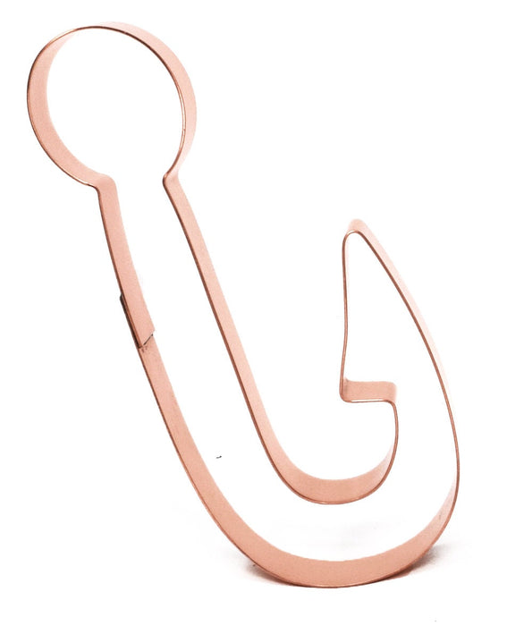 Fishing Hook Cookie Cutter 5.5 X 2.25 inches - Handcrafted Copper Cookie Cutter by The Fussy Pup