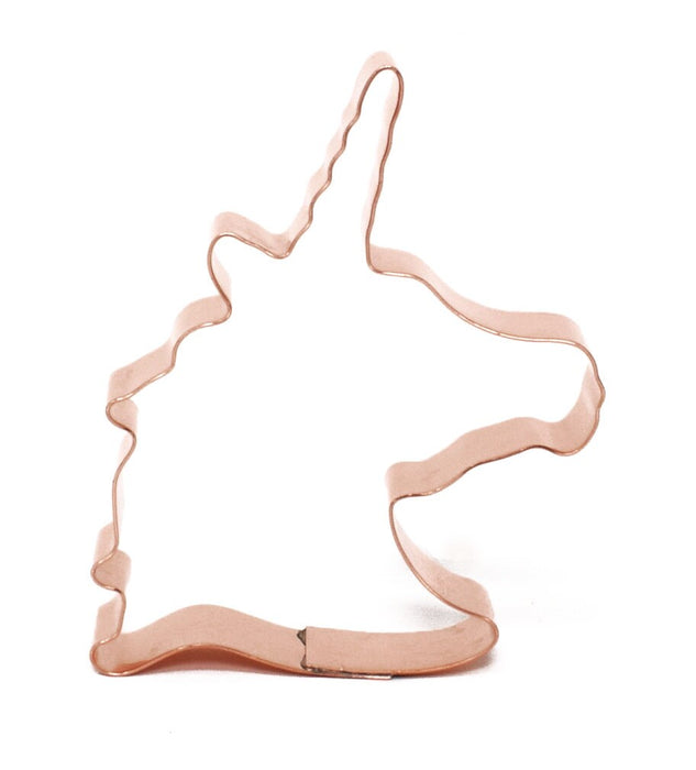 Fancy Unicorn Head Metal Cookie Cutter 3.75 X 3 inches- Handcrafted Copper Cookie Cutter by The Fussy Pup