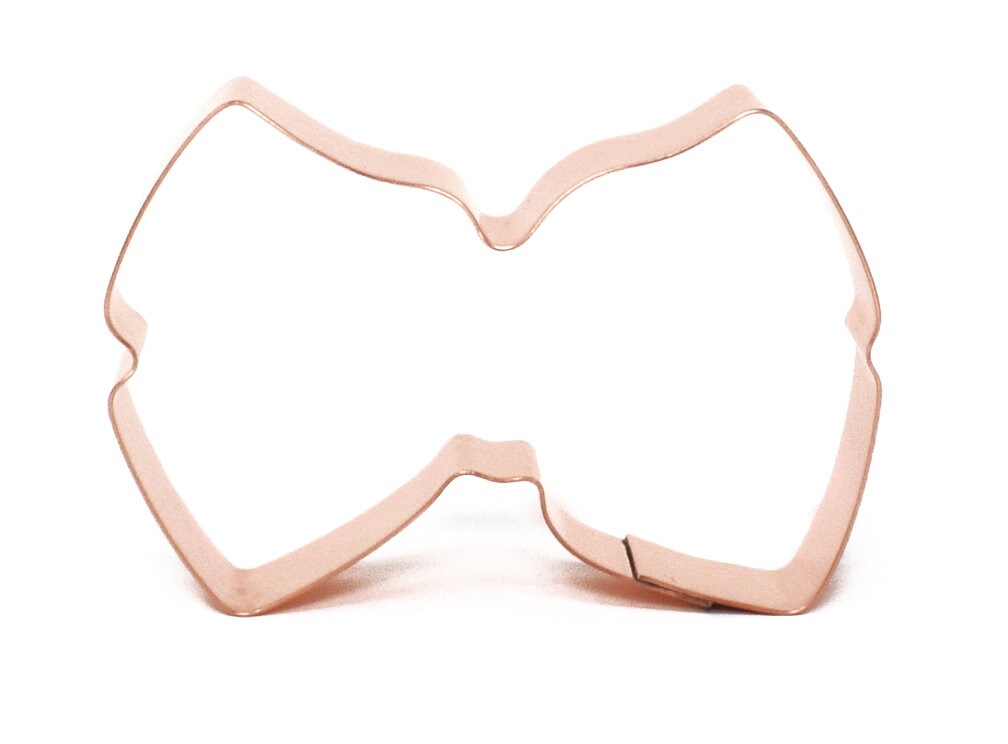 Small Cheerleader's Hair Bow Cookie Cutter 3.5 x 2.5 x 0.75 inches - Handcrafted Copper Cookie Cutter by The Fussy Pup