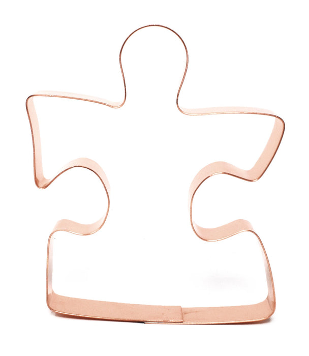 Large Puzzle Piece Cookie Cutter 3.25 x 4.25 inches, Handcrafted Copper by The Fussy Pup