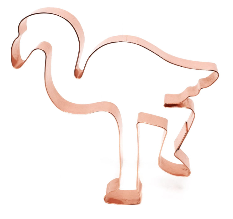 Fancy Walking Flamingo Cookie Cutter, 4.5 x 4.75 inches, Handcrafted Copper by The Fussy Pup