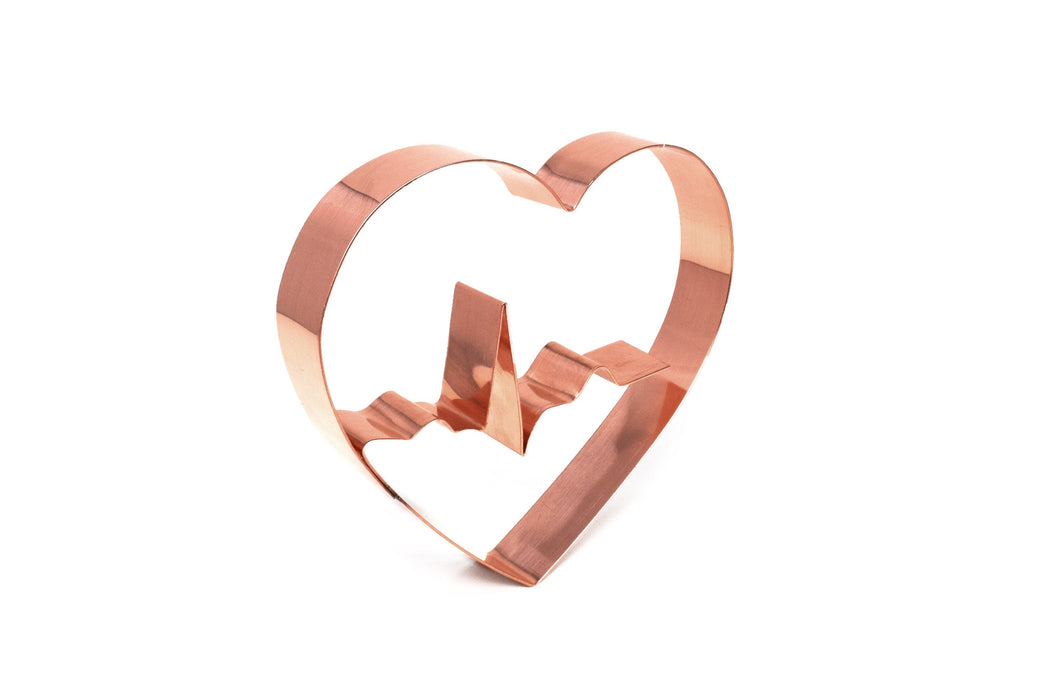 EKG Heart Cookie Cutter 4 X 4.5 inches - Handcrafted Copper Cookie Cutter by The Fussy Pup