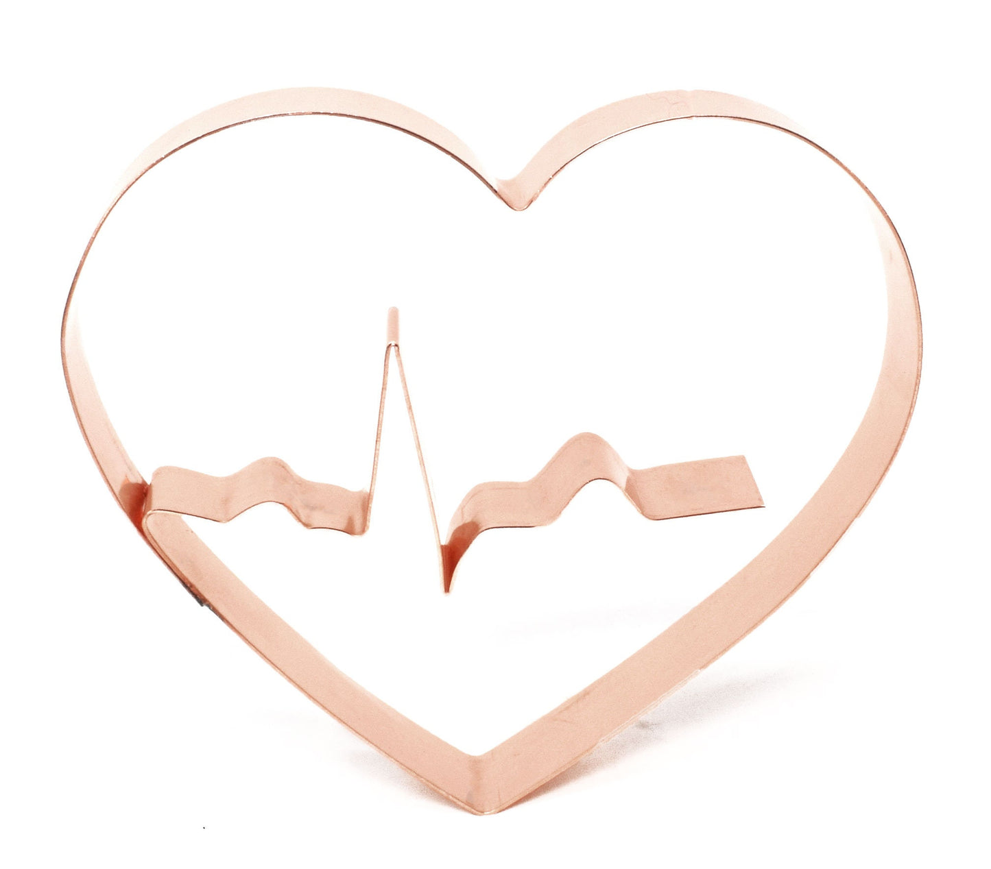 EKG Heart Cookie Cutter 4 X 4.5 inches - Handcrafted Copper Cookie Cutter by The Fussy Pup