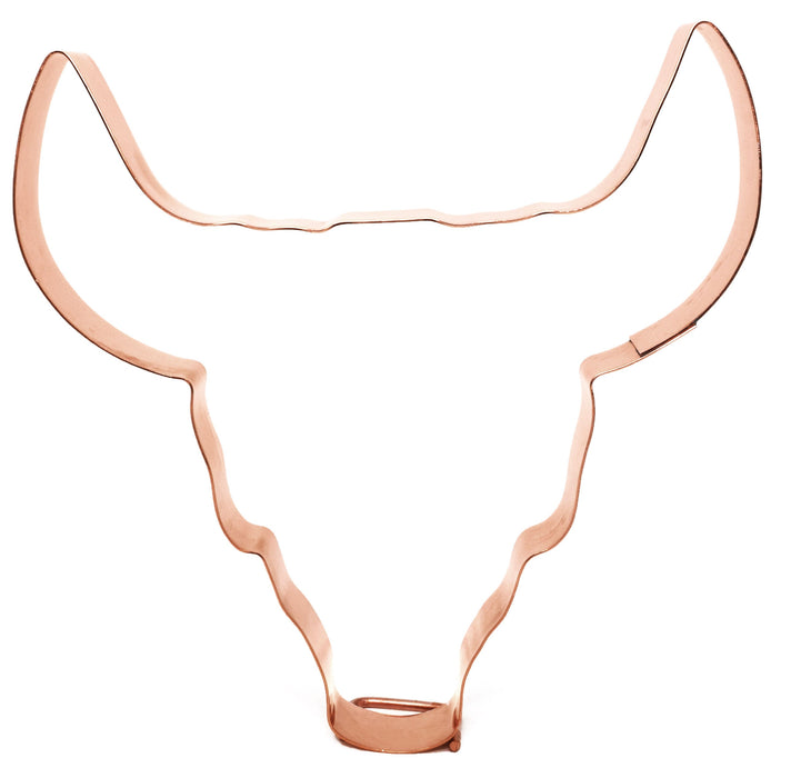 Large 6 Inch Bull Skull Cookie Cutter - Handcrafted Copper Cookie Cutter by The Fussy Pup