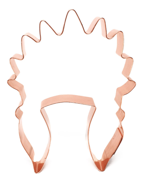 Medium 4.5"  Fancy Indian Headdress ~ Copper Cookie Cutter ~ Handcrafted by The Fussy Pup