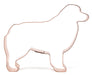 Front-facing view of an Australian Shepherd dog cookie cutter made from artisan-quality copper.