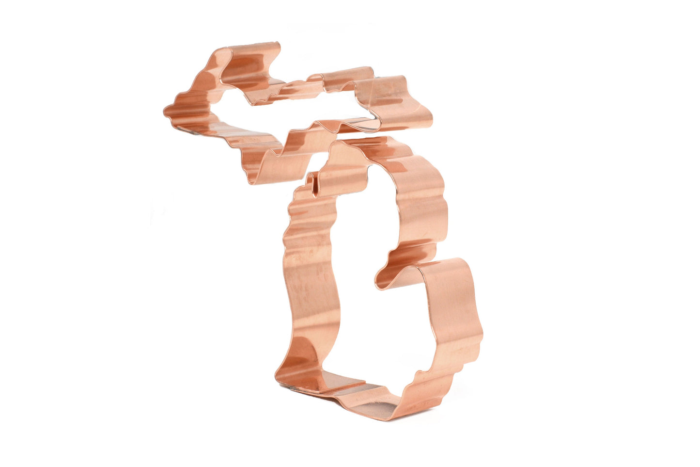 Two Piece State of Michigan Cookie Cutter 4 X 1.5 / 2.5 X 2.75 inches - Handcrafted Copper Cookie Cutter by The Fussy Pup