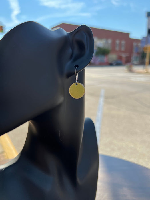 Small Transparent Chartreuse Yellow Handmade Enameled Copper Earrings ~ 5/8 inch round earrings sterling silver ear wire