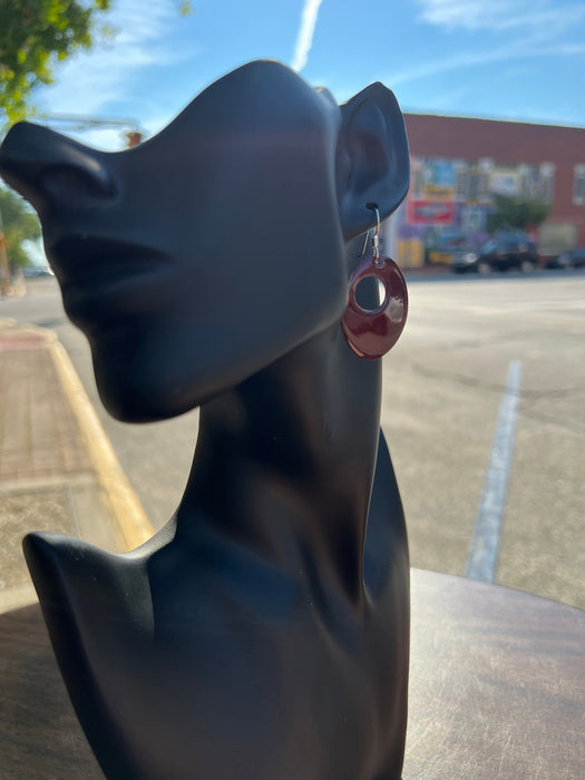 Enameled Copper Earrings ~ Transparent Dark Chocolate ~ Sterling Silver Ear Wires  Handmade in the USA by The Fussy Pup - Deep Reddish Brown