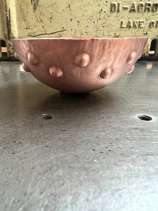 Small Hand Hammered Footed Copper Bowl