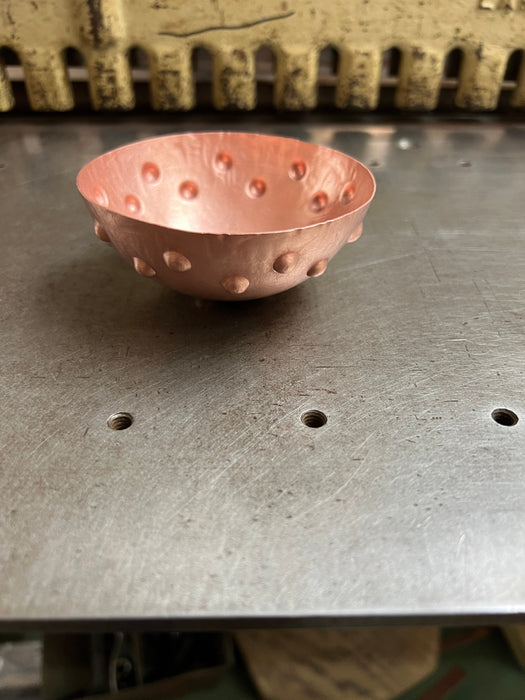 Small Hand Hammered Footed Copper Bowl