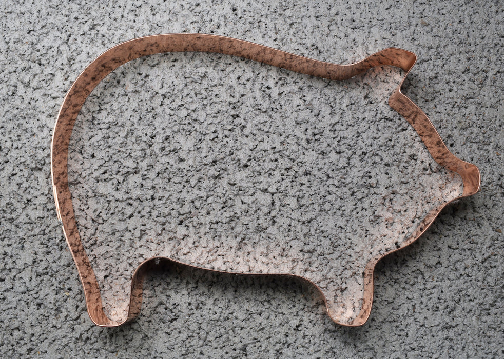 Extra Large Farm Pig Cookie Cutter 7 X 4.75 Inches - Handcrafted Copper Cookie Cutter by The Fussy Pup