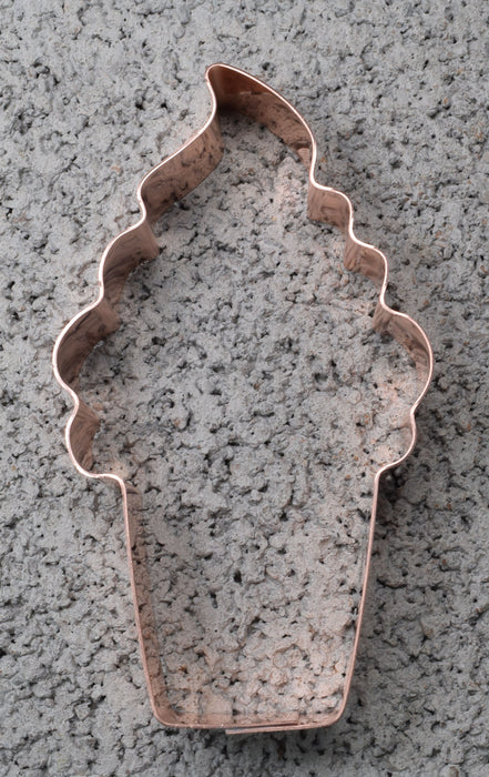 4 Inch Cute Soft Serve Ice Cream Cone Copper Cookie Cutter - Handcrafted by The Fussy Pup