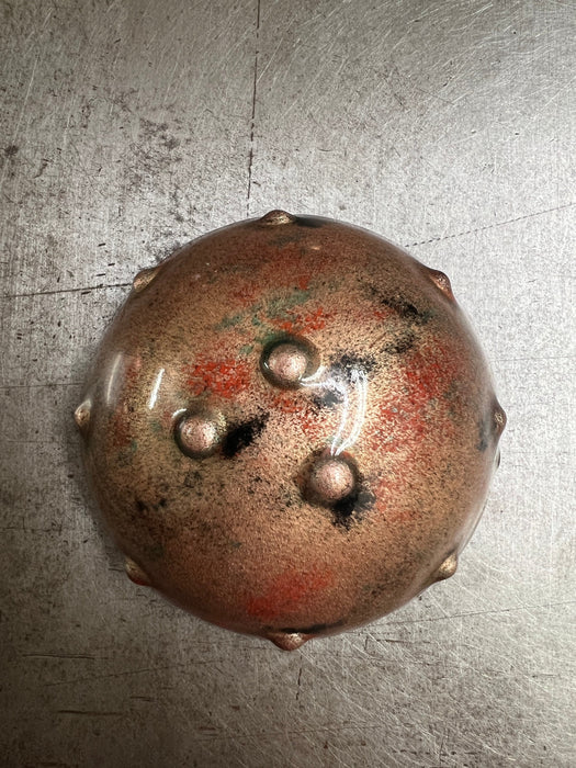 Hand Hammered Kiln Fired Copper and Vitreous Enamel Bowl ~ Black and Flame Orange