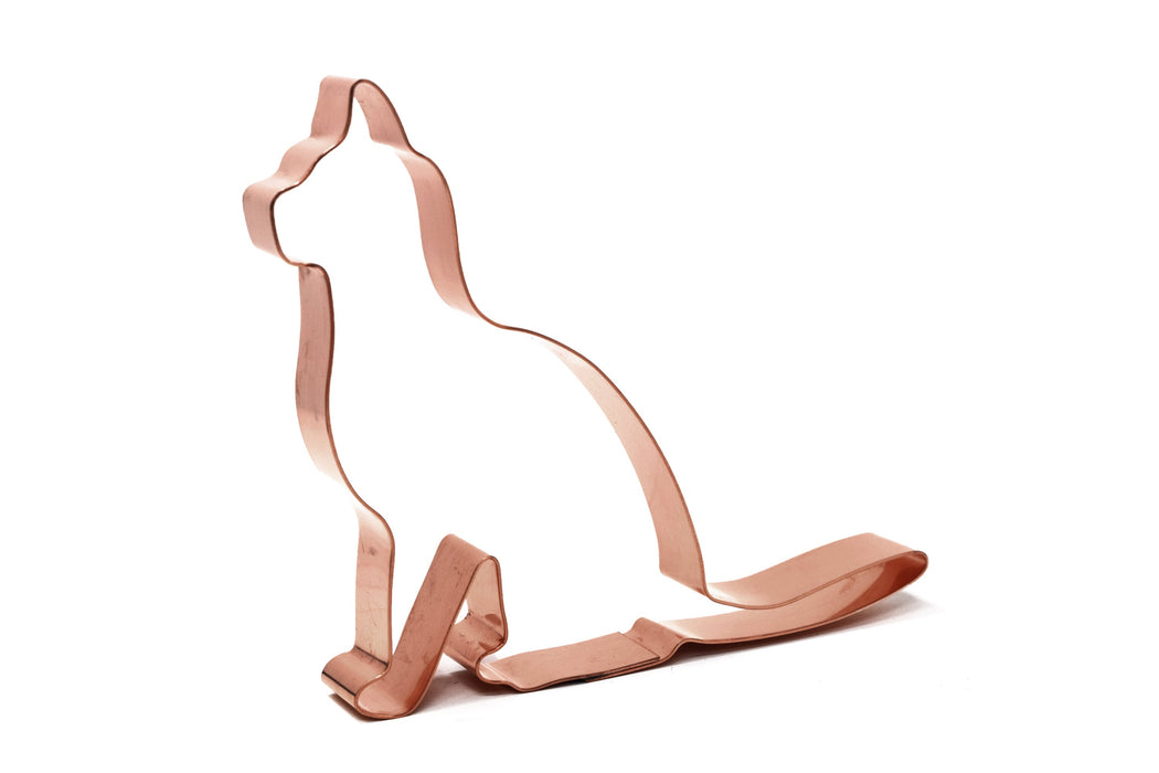 Sitting Egyptian Mau Cat Cookie Cutter 4 x 3.75 inches - Handcrafted Copper Cookie Cutter by The Fussy Pup