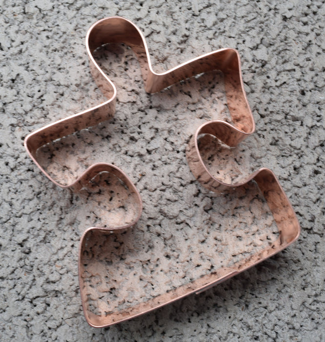 Small 2.75 X 3.5 Inch Puzzle Piece ~ Copper Cookie Cutter - Handcrafted by The Fussy Pup