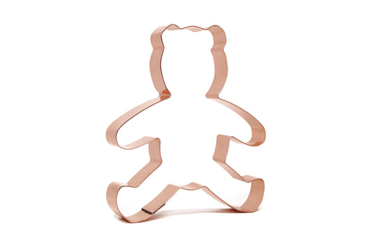 5 Inch Tall Old Fashioned Teddy Bear Metal Cookie Cutter - Handcrafted Copper Cookie Cutter by The Fussy Pup