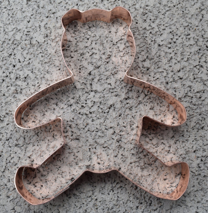 5 Inch Tall Old Fashioned Teddy Bear Metal Cookie Cutter - Handcrafted Copper Cookie Cutter by The Fussy Pup