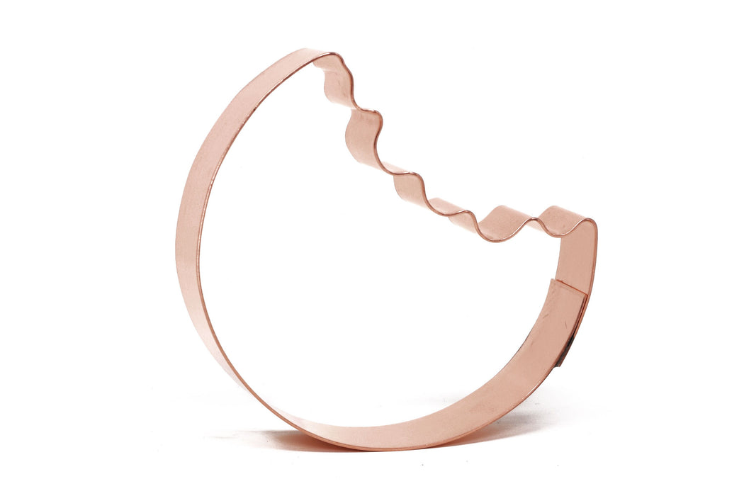 Round Cookie Cutter with Bite Out 3 x 2.5 Inches Solid Copper Handmade in USA for Fun Baking and Gifts