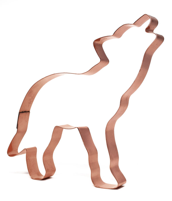 Large Howling Timber Wolf Copper Cookie Cutter, 5.5 x 6 inches