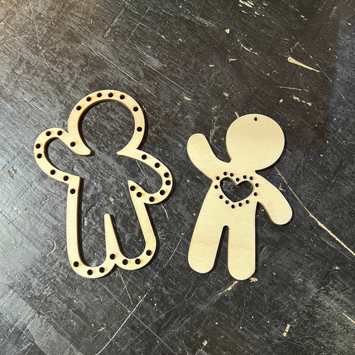 Make Your Own Gingerbread Man Christmas Ornament Craft Kit - Laser Cut Wooden Weaving Loom