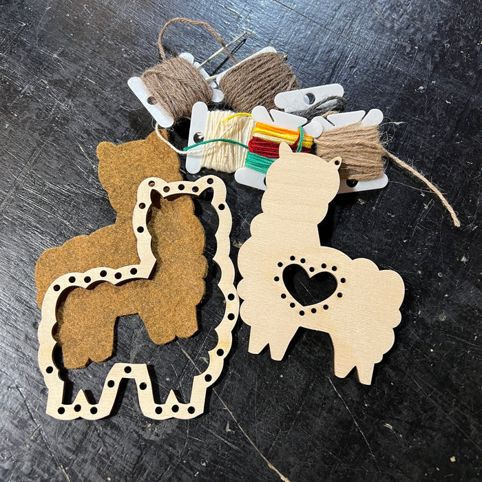 Make Your Own Llama / Alpaca Christmas Ornament Craft Kit - Laser Cut Wooden Weaving Loom