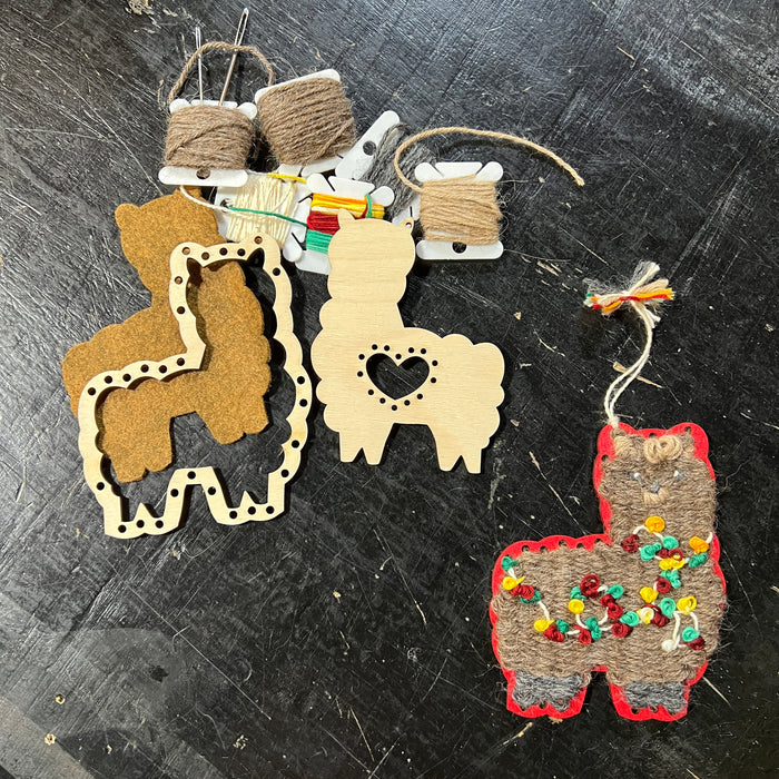 Make Your Own Llama / Alpaca Christmas Ornament Craft Kit - Laser Cut Wooden Weaving Loom