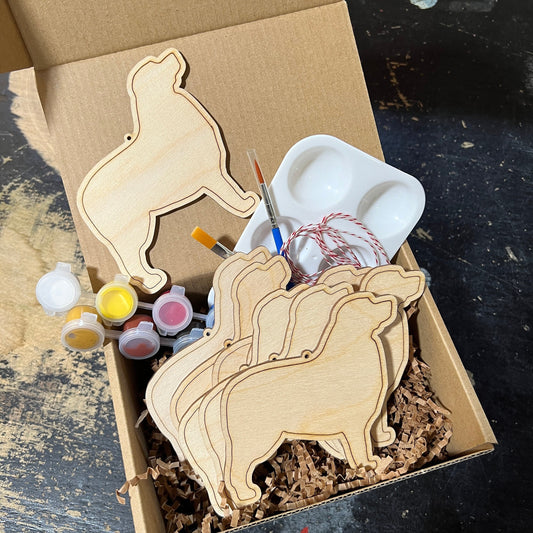 8 Bernese Mountain Dog - Paint Your Own DIY Ornament - Ready to Make Craft Kit w/ Laser Cut Wood Shapes Paint - Brushes - Palette