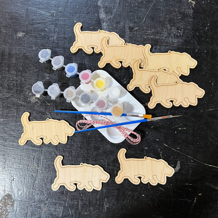 8 Hunting Basset Hound Dog - Paint Your Own DIY Ornament - Ready to Make Craft Kit w/ Laser Cut Wood Shapes Paint - Brushes - Palette