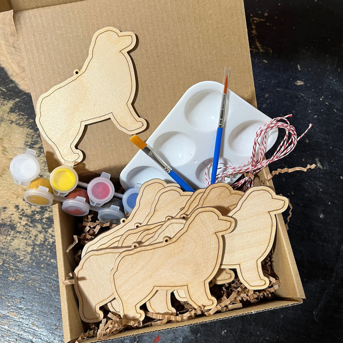 DIY Australian Shepherd Dog Ornament Kit, Laser Cut Birch Wood, 3.25 x 4 Inches – Fun Painting Craft for Kids and Adults