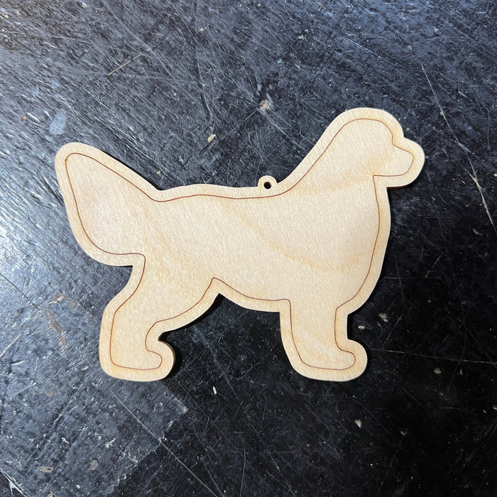 8 Golden Retriever Dog - Paint Your Own DIY Ornament - Ready to Make Craft Kit w/ Laser Cut Wood Shapes Paint - Brushes - Palette