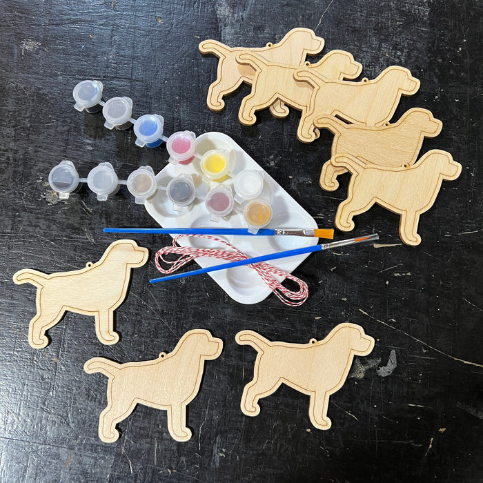 8 Labrador Retriever Dog - Paint Your Own DIY Ornament - Ready to Make Craft Kit w/ Laser Cut Wood Shapes Paint - Brushes - Palette