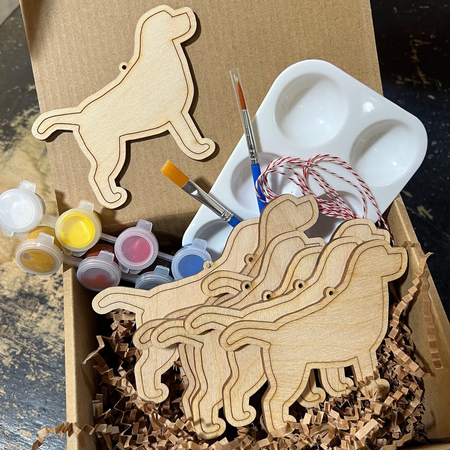 8 Labrador Retriever Dog - Paint Your Own DIY Ornament - Ready to Make Craft Kit w/ Laser Cut Wood Shapes Paint - Brushes - Palette