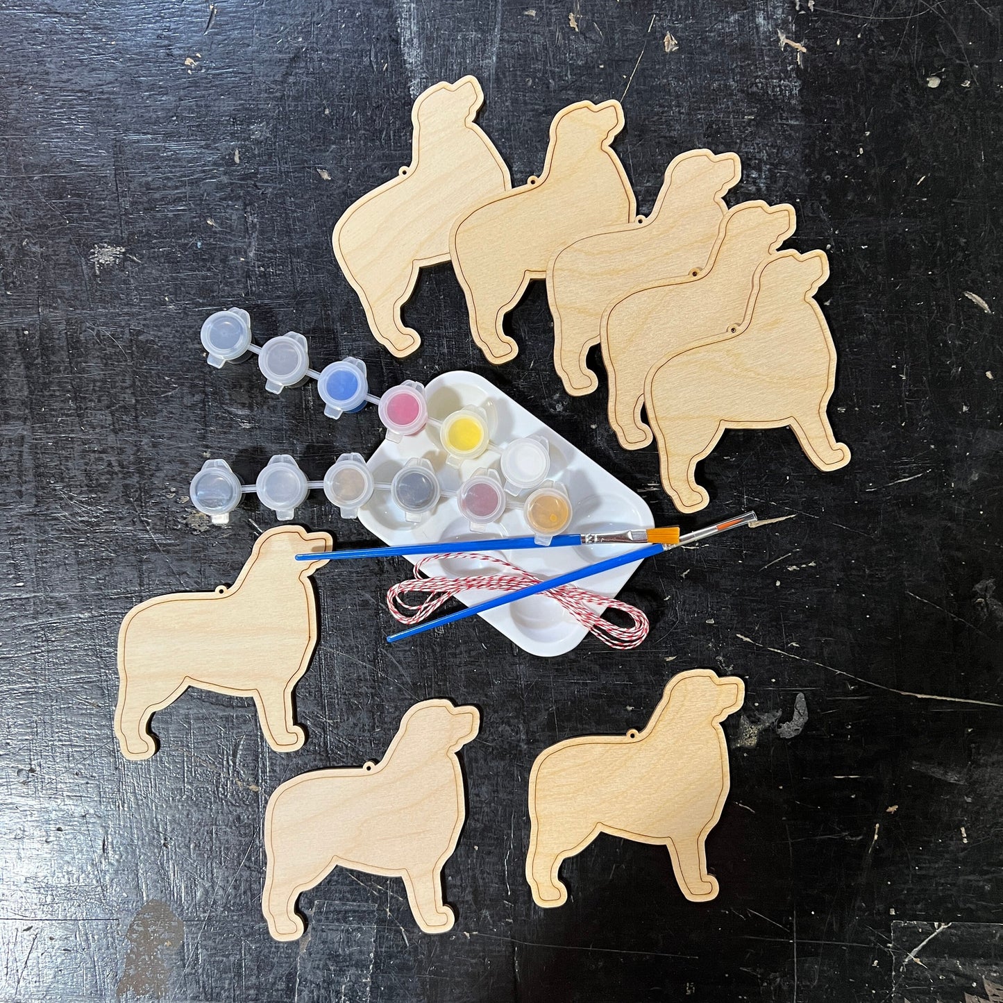 8 Bernese Mountain Dog - Paint Your Own DIY Ornament - Ready to Make Craft Kit w/ Laser Cut Wood Shapes Paint - Brushes - Palette