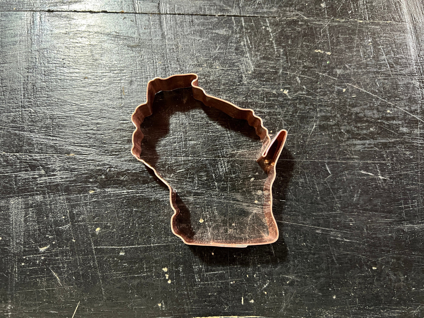 State of Wisconsin Metal Cookie Cutter 3 X 2 7/8 inches - Handcrafted Copper Cookie Cutter by The Fussy Pup