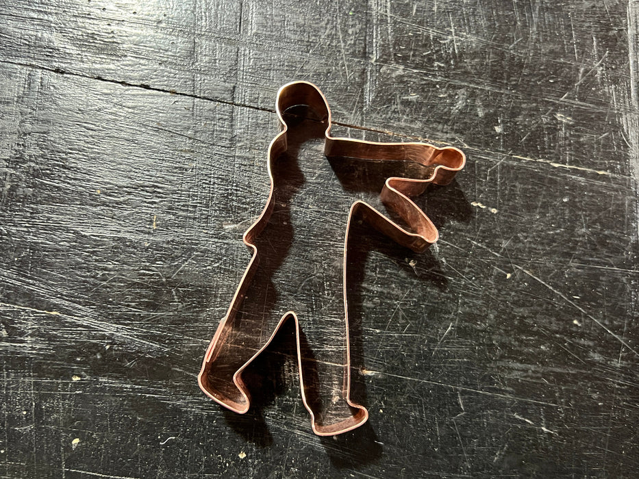 Small Walking Zombie Halloween Cookie Cutter 4 X 2.25 - Handcrafted Copper by The Fussy Pup