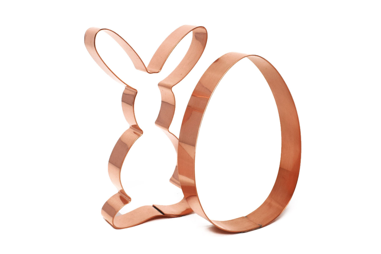 Easter Cookie Cutter Pair 4.5 inch Tall Bunny / 4 inch Egg - Handcrafted Copper Cookie Cutter by The Fussy Pup