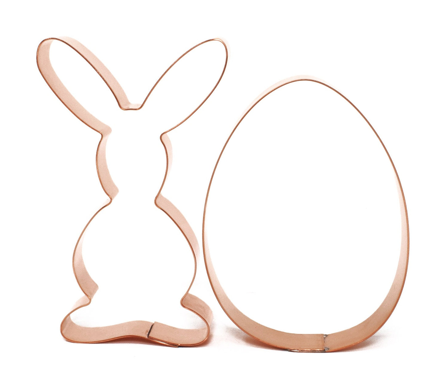 Easter Cookie Cutter Pair 4.5 inch Tall Bunny / 4 inch Egg - Handcrafted Copper Cookie Cutter by The Fussy Pup