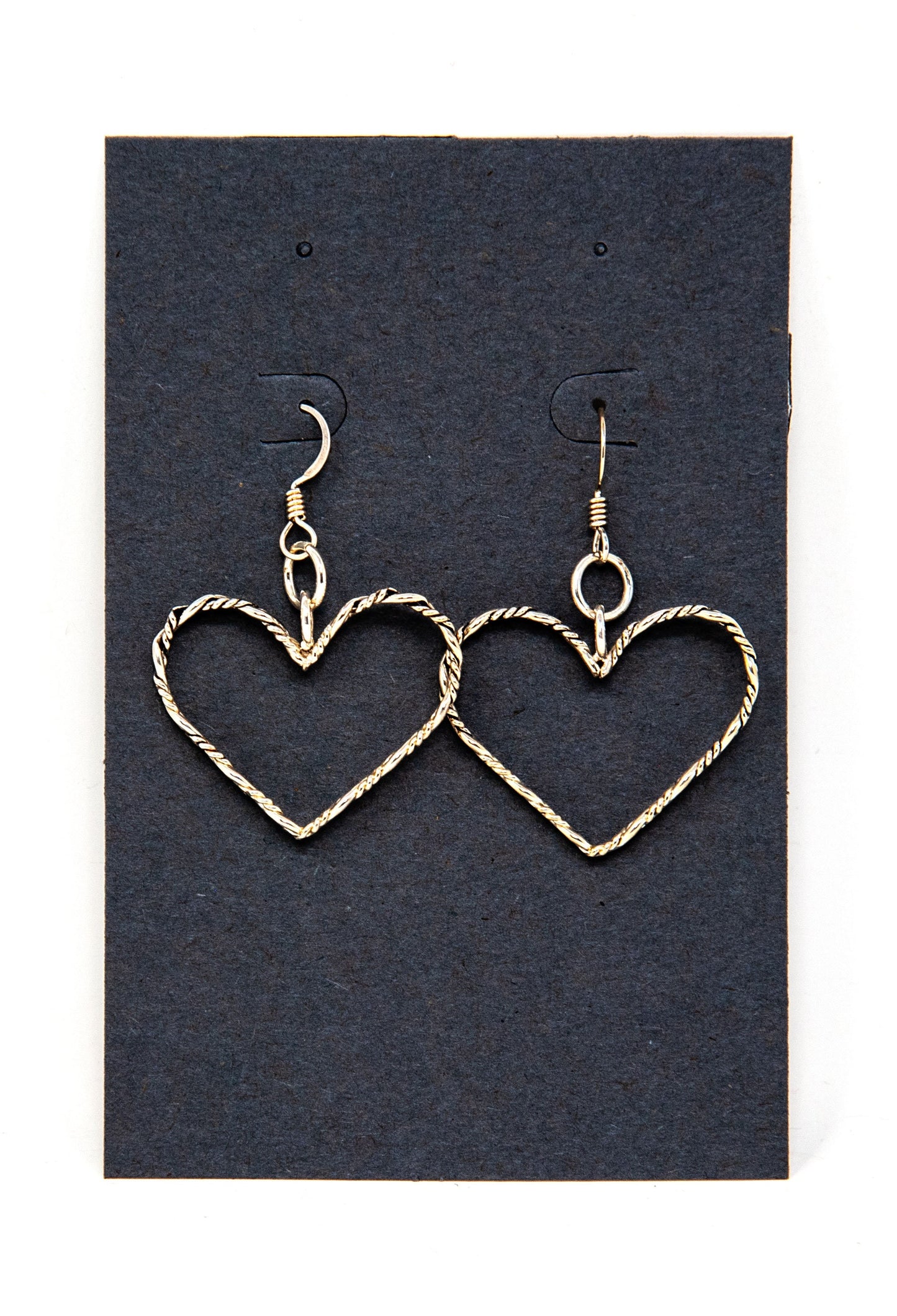 Silver Twisted Heart Dangle Earrings - 0.925 Sterling - Made in USA - Handcrafted by The Fussy Pup