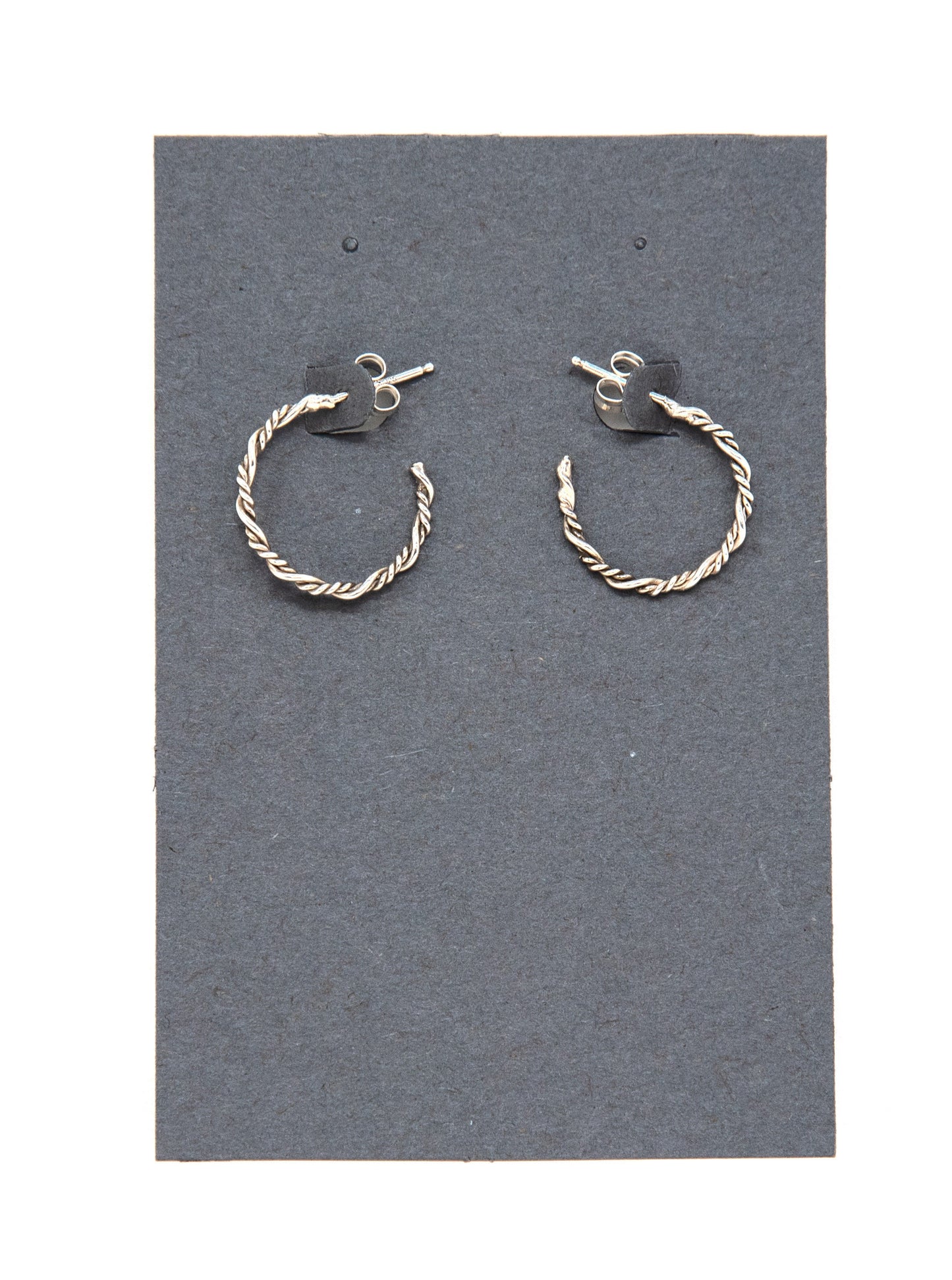 Semicircular Silver Twisted Wire Hoop Earrings - 0.925 Sterling - Made in USA - Handcrafted by The Fussy Pup