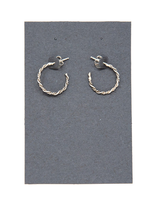 Semicircular Silver Twisted Wire Hoop Earrings - 0.925 Sterling - Made in USA - Handcrafted by The Fussy Pup