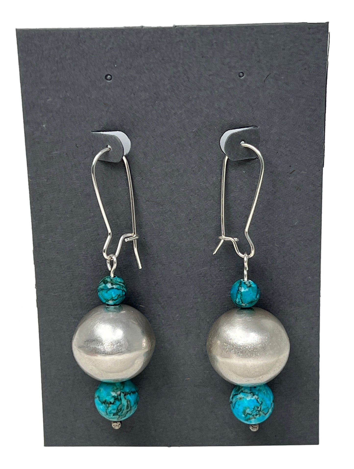 Big Boho Earrings with Natural Blue Turquoise and Sterling Silver Bench Bead - Made in USA - Handcrafted Jewelry by The Fussy Pup