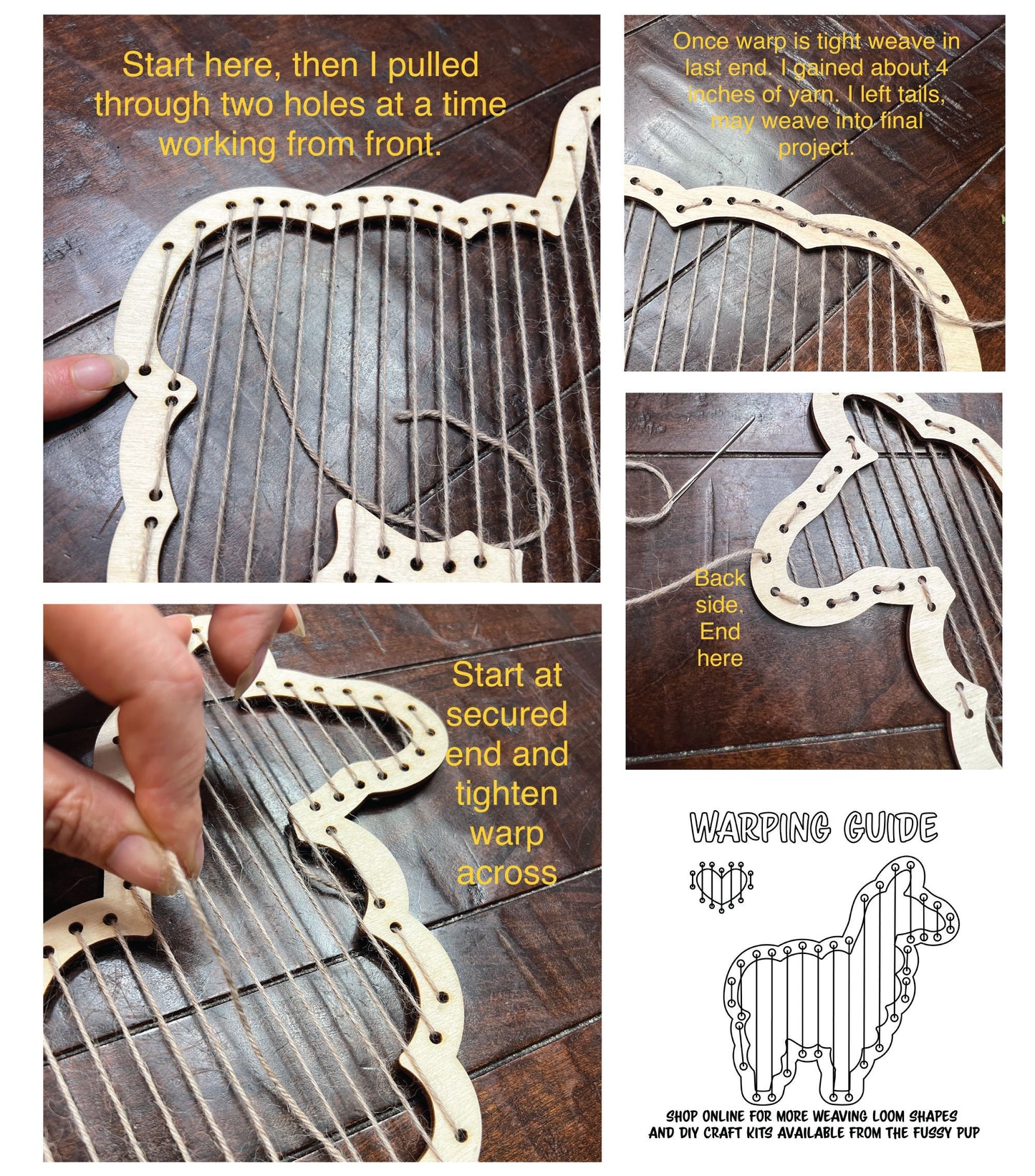 Sheep - DIY Weaving loom Set - 4.5 x 4.5 inch ornament mini looms Weaving Craft kit for kids and adults