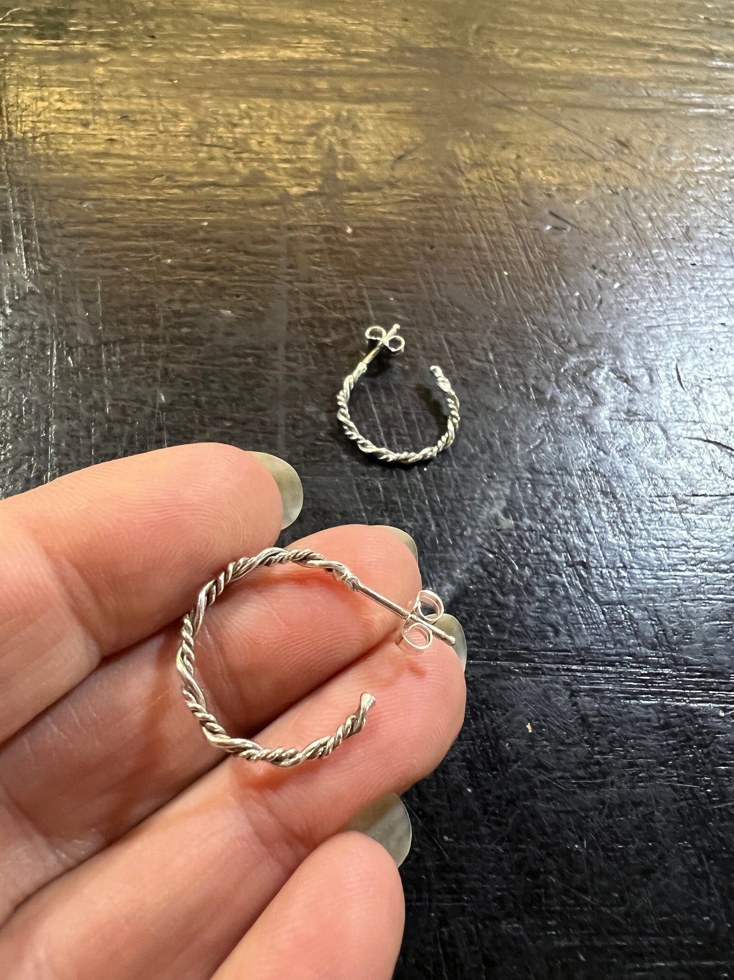 Semicircular Silver Twisted Wire Hoop Earrings - 0.925 Sterling - Made in USA - Handcrafted by The Fussy Pup