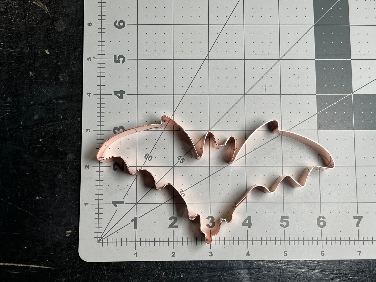 Spooky Bat Cookie Cutter 6 X 3.5 inches - Handcrafted Copper by The Fussy Pup