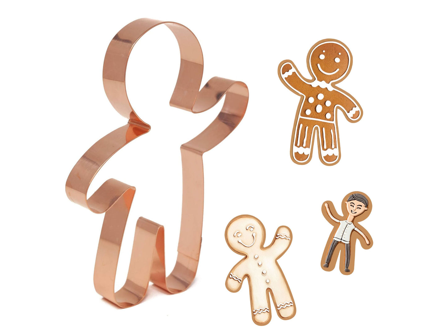 Gingerbread Boy of the Year Christmas Cookie Cutter 4.25 X 6 inches - Handcrafted Copper Cookie Cutter by The Fussy Pup