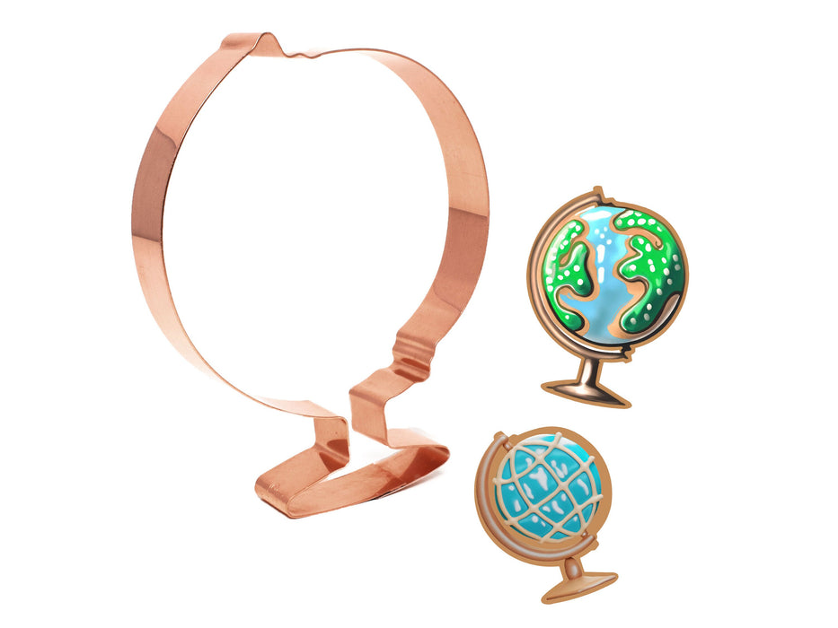 World Globe Cookie Cutter 4.25 X 5.25 inches - Handcrafted Copper Cookie Cutter by The Fussy Pup