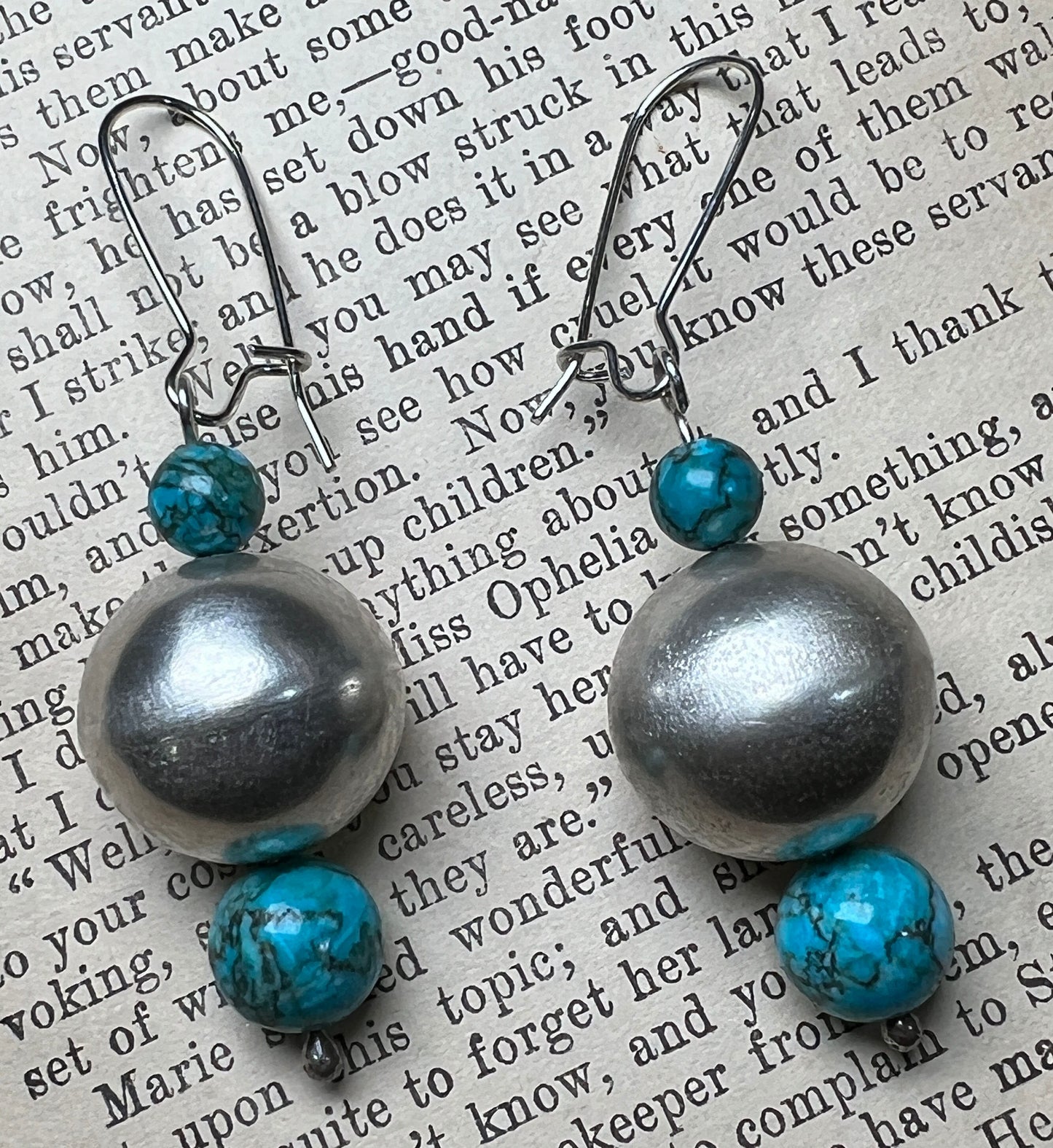 Big Boho Earrings with Natural Blue Turquoise and Sterling Silver Bench Bead - Made in USA - Handcrafted Jewelry by The Fussy Pup